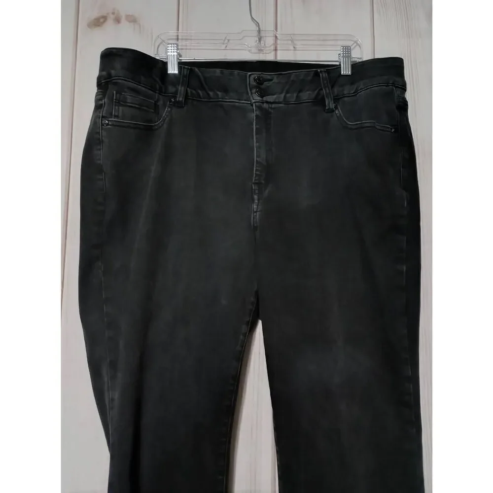 Lane Bryant Black Denim Jeans‎ Womens 20R Straight Leg Stretch Faded Wash